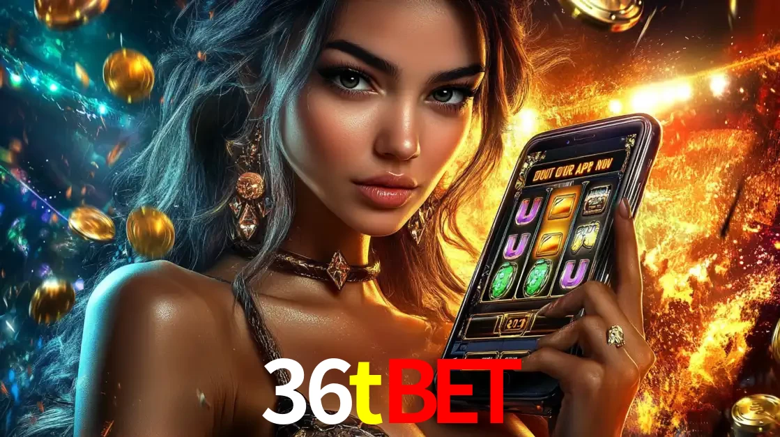 Mulher elegante mostrando um jogo de caça-níqueis em seu smartphone, destacando a experiência de cassino móvel oferecida pelo aplicativo 36tbet.